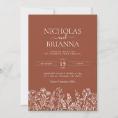 Invitation Fleur sauvage moderne Terracotta brûlé Mariage ora (Devant)