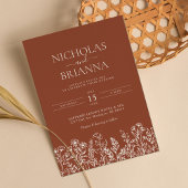 Invitation Fleur sauvage moderne Terracotta brûlé Mariage ora