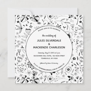 Invitation Fleur sauvage monochrome Mariage moderne