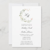 Invitation Fleur sauvage Monogramme Wreath Couples modernes d (Devant)