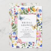 Invitation Fleur sauvage multicolore et Fête des mariées papi (Devant / Derrière)