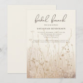 Invitation Fleur sauvage neutre Fête des mariées florale Brun (Devant / Derrière)