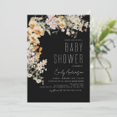 Invitation Fleur sauvage noir Baby shower Boho Terracotta (Debout devant)