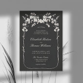 Invitation Fleur sauvage Noir Blanc Boho Arch Mariage élégant