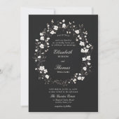 Invitation Fleur sauvage Noir Blanc Formal Mariage élégant (Devant)