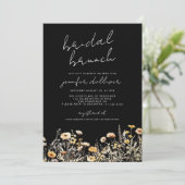 Invitation Fleur sauvage noir Boho élégant Fête des mariées B (Debout devant)