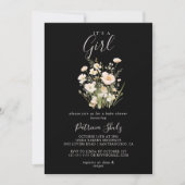 Invitation Fleur sauvage Noir classique C'est un Baby shower  (Devant)