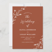 Invitation Fleur sauvage noir et blanc rustique Mariage Boho (Devant)