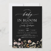 Invitation Fleur sauvage noir QR Code Baby in Bloom Shower (Devant)