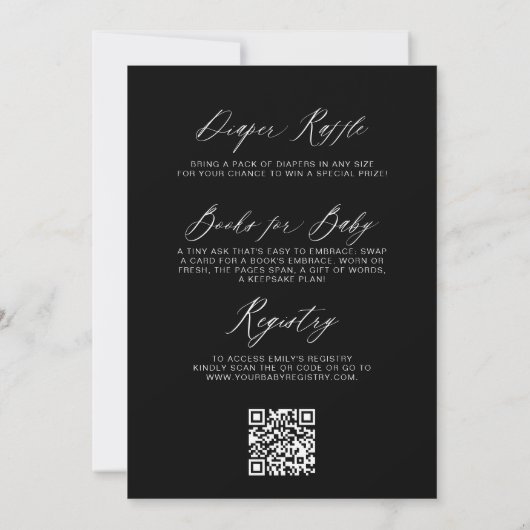 Invitation Fleur sauvage noir QR Code Baby in Bloom Shower (Dos)