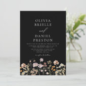 Invitation Fleur sauvage noir tout en un Mariage (Debout devant)