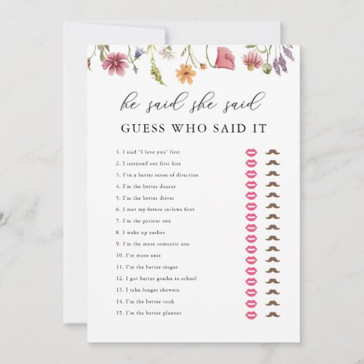 Invitation Fleur sauvage Numérique Il A Dit Qu'Elle A Dit Fêt (Devant)