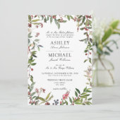 Invitation Fleur sauvage officiel d'hiver Berry Mariage (Debout devant)