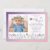 Invitation Fleur sauvage Onederful 1st Birthday Photo Invitat (Devant)
