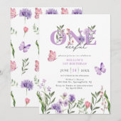 Invitation Fleur sauvage Onedering Floral Premier anniversair (Devant / Derrière)