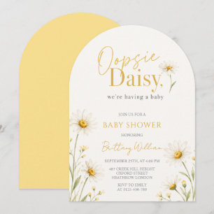Invitation Fleur Sauvage Oopsie Daisy Aquarelle Baby Shower 