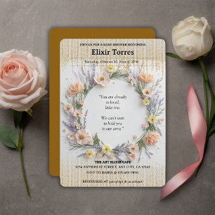 Invitation Fleur sauvage or pressé dans le Baby shower de fle