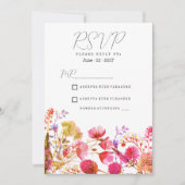 Invitation Fleur sauvage orange rose jaune été RSVP (Devant)