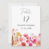 Invitation Fleur sauvage orange rose jaune Numéro de tableau (Devant)