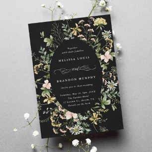 Invitation Fleur sauvage Oval Frame Mariage noir