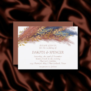 Invitation Fleur sauvage Pampas   Terra Cotta Paprika Mariage