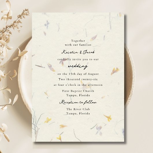 Invitation Fleur sauvage papier floral Mariage numérique mode