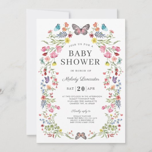 Invitation Fleur sauvage papillon (Devant)