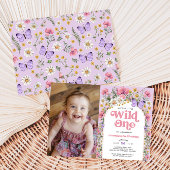 Invitation Fleur sauvage papillon 1er anniversaire Photo