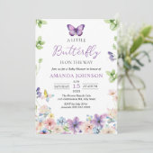 Invitation fleur sauvage   papillon Baby shower (Debout devant)