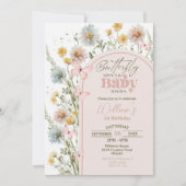 Invitation fleur sauvage   papillon Baby shower (Devant)