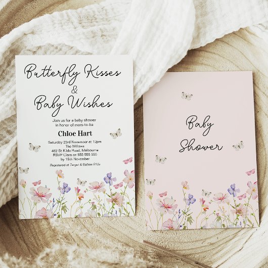 Invitation Fleur sauvage Papillon Baisers Baby Wish Baby show