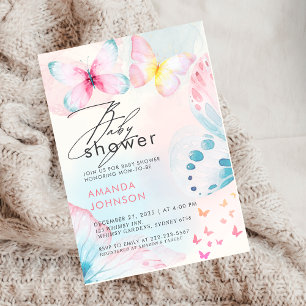 Invitation Fleur sauvage papillon Floral Baby shower Invitati