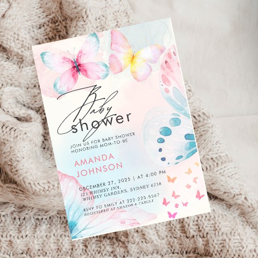 Invitation Fleur sauvage papillon Floral Baby shower Invitati