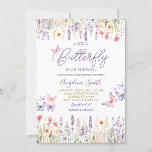 Invitation Fleur sauvage papillon Jardin Baby shower fleuri