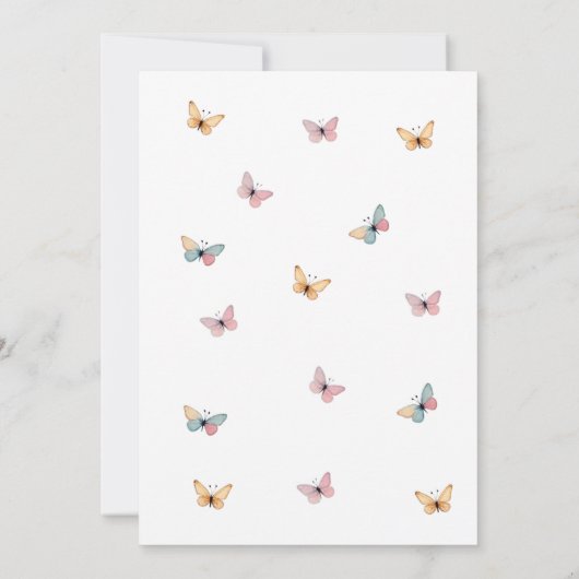 Invitation Fleur sauvage papillon un bébé fille 1er anniversa (Dos)