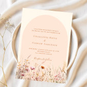 Invitation Fleur sauvage pêche beige arche boho mariage