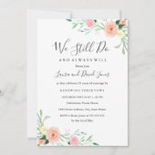 Invitation Fleur sauvage Pêche rose Floral Mariage Vow Renouv (Devant)