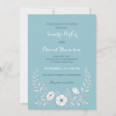 Invitation fleur sauvage periwinkle bleu élégant boho mariage (Devant)