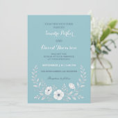 Invitation fleur sauvage periwinkle bleu élégant boho mariage (Debout devant)