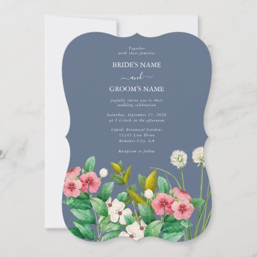 Invitation Fleur sauvage Periwinkle Dusty Blue Mariage (Devant)