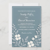 Invitation fleur sauvage periwinkle élégant boho mariage (Devant)