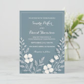 Invitation fleur sauvage periwinkle élégant boho mariage (Debout devant)