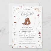 Invitation Fleur sauvage Petite fille Baby shower Western fil (Devant)