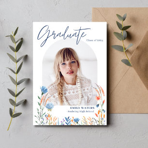 Invitation Fleur sauvage Photo Lycée Graduation