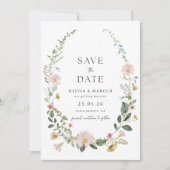 Invitation Fleur sauvage Photo Mariage Enregistrer La Date In (Devant)