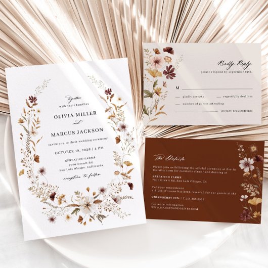 Invitation Fleur sauvage Photo Mariage Enregistrer La Date In