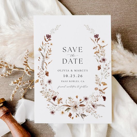 Invitation Fleur sauvage Photo Mariage Enregistrer La Date In
