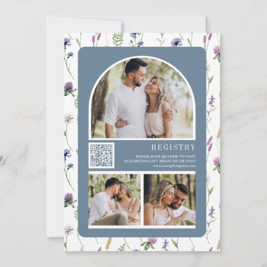 Invitation Fleur sauvage Photo QR Code Dusty Fête des mariées (Dos)