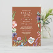 Invitation Fleur sauvage Photo QR Code Fête des mariées en te (Debout devant)