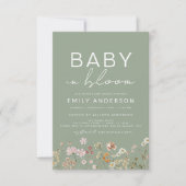 Invitation Fleur sauvage photo Sage Green Baby dans la douche (Devant)
